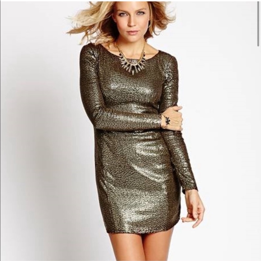 Gold Sequin Guess Dress